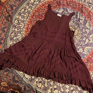 Burgundy Free People Trapeze Slip Dress Tunic